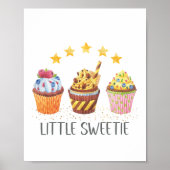 Little Sweetie Watercolor Cupcakes Kinderzimmer Ki Poster (Vorne)