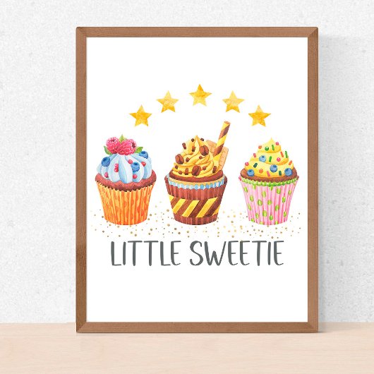 Little Sweetie Watercolor Cupcakes Kinderzimmer Ki Poster