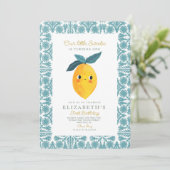 Little SweetieLemon Citrus 1. Geburtstag Einladung (Stehend Vorderseite)
