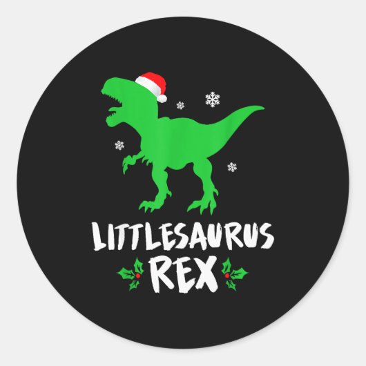 Little T Rex Matching Family Christmas Dinosaur Sh Runder Aufkleber (Vorderseite)
