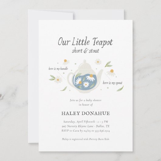 Little Teapot Kinderzimmer Rhyme Storybook Kinderd Einladung (Vorderseite)