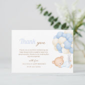 Little Teddy Baby Dusche Dankeskarte (Stehend Vorderseite)