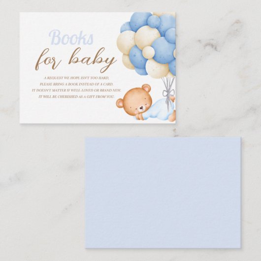 Little Teddy Balloon Baby Shower Books for baby En Begleitkarte (Vorne/Hinten)