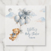 Little Teddy Bear Blue Balloons Clouds Baby Boy Geschenkanhänger (Vorderseite)