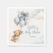 Little Teddy Bear Blue Balloons Clouds Baby Boy Serviette (Vorderseite)