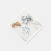 Little Teddy Bear Blue Balloons Clouds Baby Boy Serviette (Ecke)
