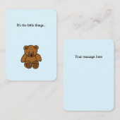 Little Teddy Bear Blue Mini Danke Mitteilungskarte (Vorne/Hinten)