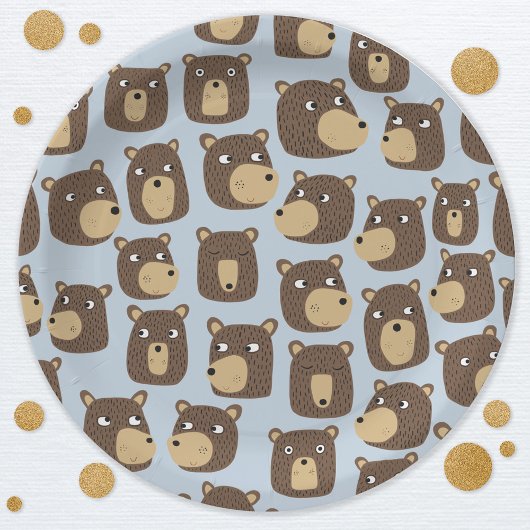 Little Teddy Bear Cub Pattern Pappteller