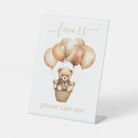 Little Teddy Bear mit Balloons Favoriten Sockelschild (Vorderseite)