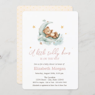 Little Teddy Bear Moon Stars Babydusche Einladung