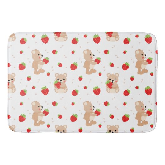 Little teddy bear with strawberry badematte (Vorderseite)