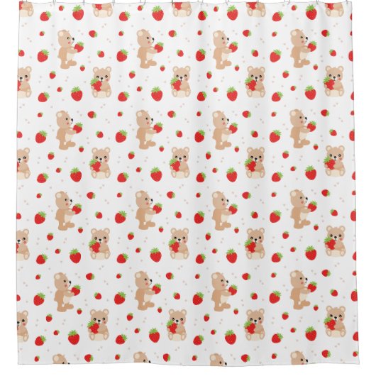 Little teddy bear with strawberry duschvorhang (Vorderseite)