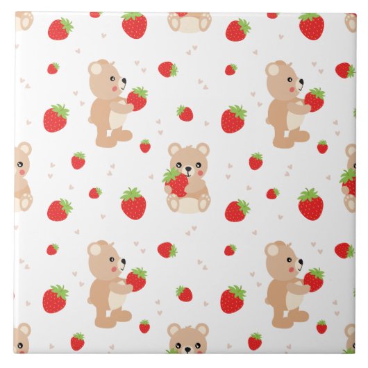 Little teddy bear with strawberry fliese (Vorderseite)