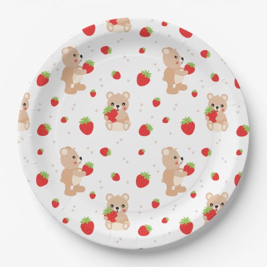 Little teddy bear with strawberry pappteller (Vorderseite)