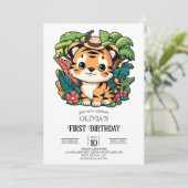 Little Tiger 1. Geburtstag digital Einladung (Stehend Vorderseite)