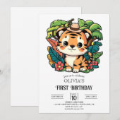 Little Tiger 1. Geburtstag digital Einladung (Vorne/Hinten)