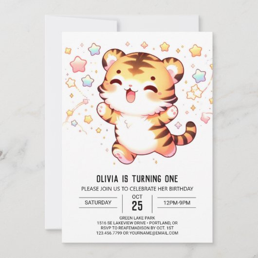 Little Tiger 1. Geburtstag Einladung (Vorderseite)