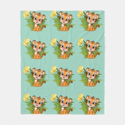 Little Tiger & Butterfly Fleece Blanket (Vorderseite)