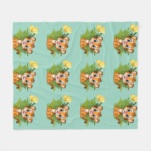 Little Tiger & Butterfly Fleece Blanket (Vorderseite (Horizontal))