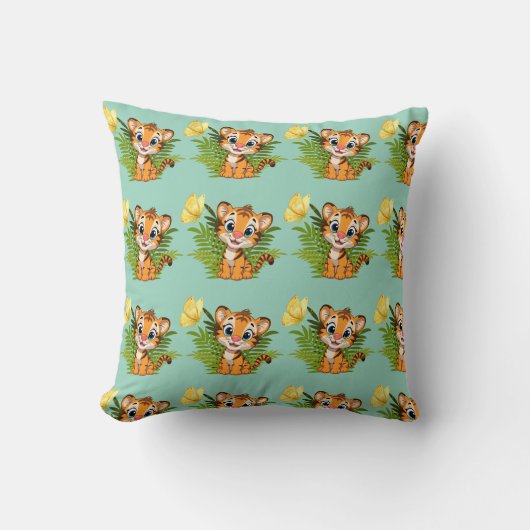  Little Tiger & Butterfly Throw Pillow Kissen (Vorderseite)