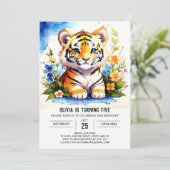 Little Tiger Editable Boy Birthday Einladung (Stehend Vorderseite)