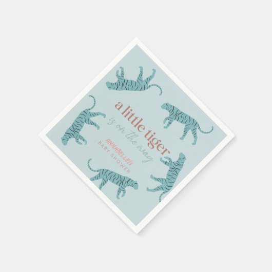 Little Tiger Modern Blue Boy Baby Dusche Serviette (Ecke)