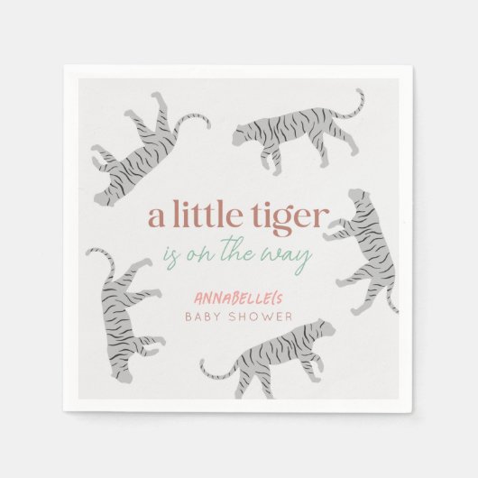 Little Tiger Modern Gray Baby Dusche Serviette (Vorderseite)