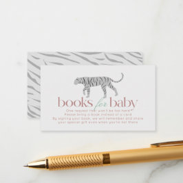 Little Tiger Modern Gray Baby Shower Buchanfrage Begleitkarte