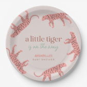 Little Tiger Modern Pink Girl Baby Dusche Pappteller (Vorderseite)