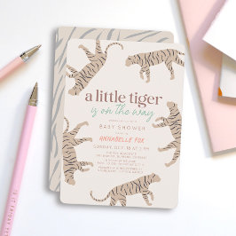 Little Tiger Modern Taupe Baby Dusche Einladung