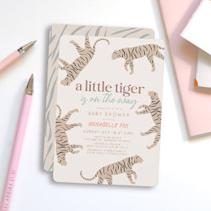 Little Tiger Modern Taupe Baby Dusche Einladung