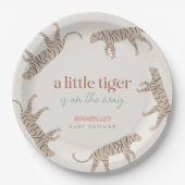 Little Tiger Modern Taupe Baby Dusche Pappteller (Vorderseite)