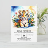 Little Tiger's Dream Boy zum Geburtstag Einladung (Stehend Vorderseite)