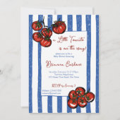 Little tomato blue stripes Italian baby shower Einladung (Vorderseite)