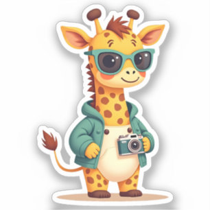 Little Tourist Giraffe Kawaii Adventure Art Aufkleber