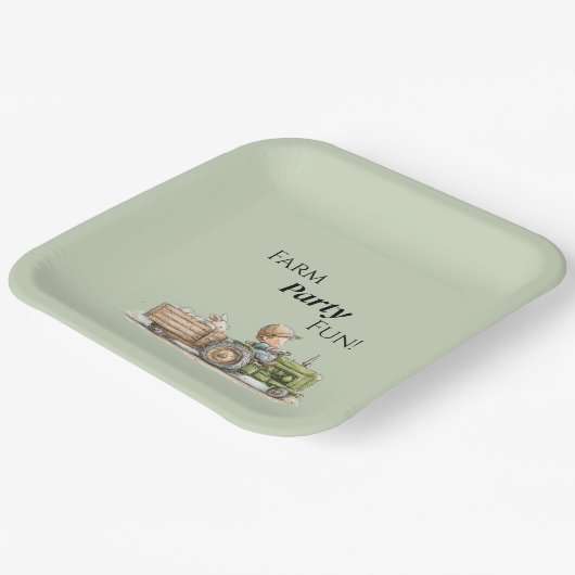 Little Tractor Farm Birthday Pappteller (Gewinkelt)