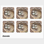 Little Treasures Bird Nest Eggs Foto Quadratischer Aufkleber (Blatt)