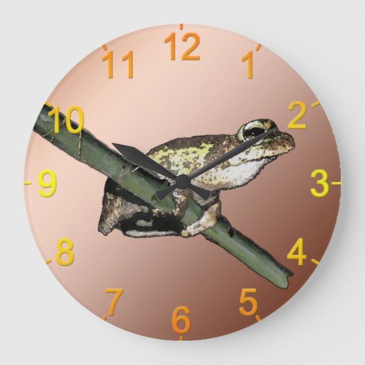 Little Tree Frog Oil Paint, Wall Clock Große Wanduhr (Vorderseite)