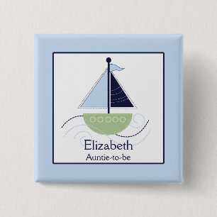 Little Trendy Sailboat (grün/blau) Nametag Button