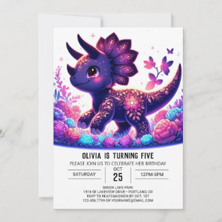 Little Triceratops Dinosaur Digital Geburtstag Einladung