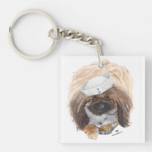 Little Tuffy Sailor Pekingese Dog Schlüsselanhänger