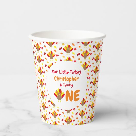Little Turkey 1. Geburtstag Pappbecher (Vorderseite)