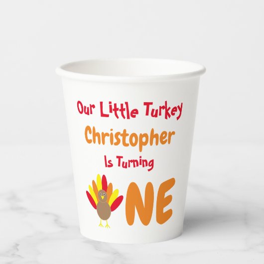 Little Turkey 1. Geburtstag Pappbecher (Vorderseite)