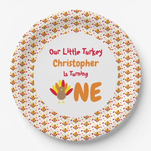Little Turkey 1. Geburtstag Pappteller (Vorderseite)