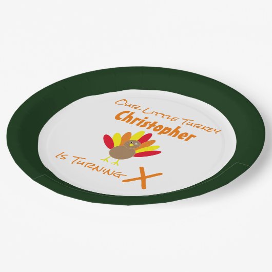 Little Turkey Birthday Pappteller (Schrägansicht)