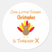 Little Turkey Birthday Runder Aufkleber (Vorderseite)