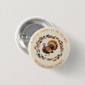 Little Turkey Erntedank Fall Baby Dusche Button (Vorne & Hinten)