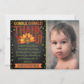 Little Turkey Fall Erntedank 1. Geburtstag Foto Dankeskarte (Vorderseite)