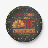 Little Turkey Fall Erntedank 1. Geburtstag Pappteller (Vorderseite)