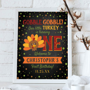 Little Turkey Fall Erntedank 1. Geburtstag Poster